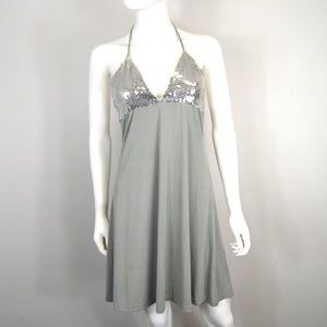 Silver Sequin Halter Top Dress